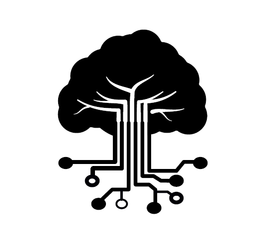 Logo: a tree with electronic roots